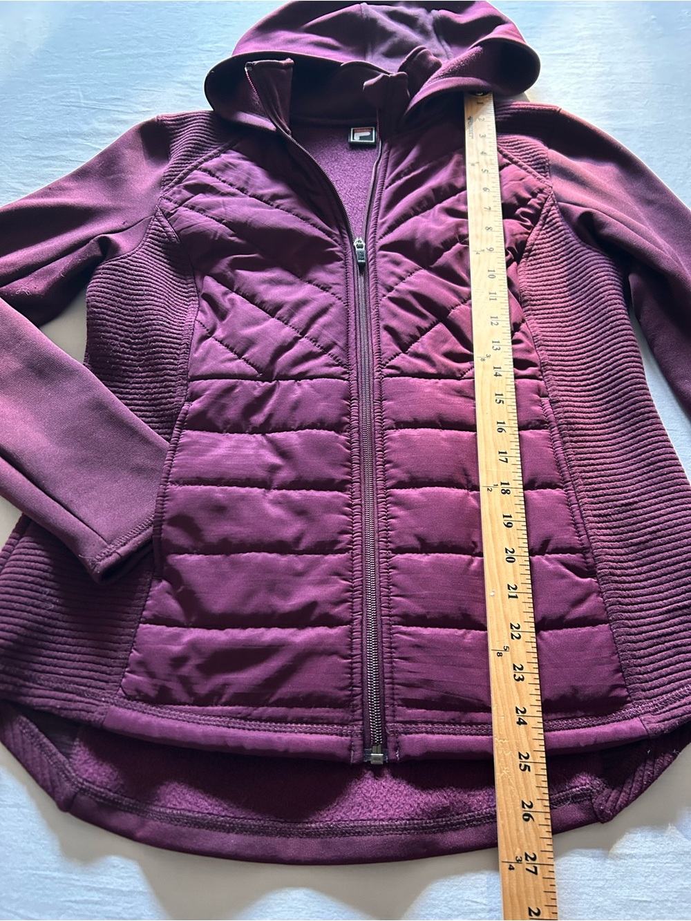 Fila Sport Quilted Hooded Jacket in Dark Purple/Eggplant Size Medium - Picture 4 of 9